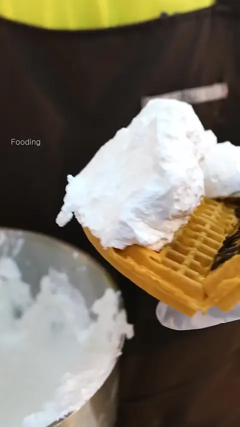 Crazy Cream Bomb Chocolate Chip Waffles - Korean Street Food