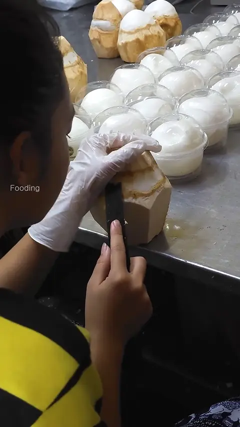 The Process of Extracting Only the Amazing White Core of Coconut - Fruit Cutting Skills
