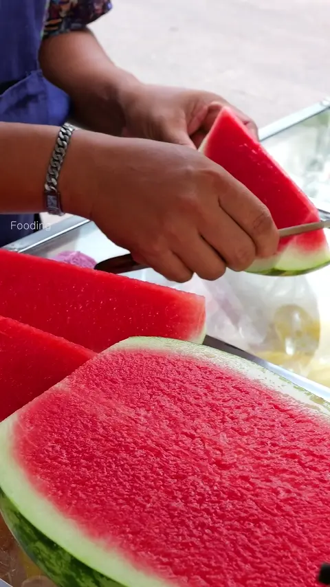 Amazing! Bright Red Watermelon Cutting Skills - Fruit Cutting Skills - Thai Street Food