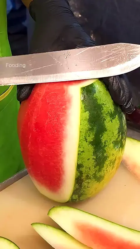 Amazing Thai Bright Red watermelon cutting skills - Fruit Cutting Skills