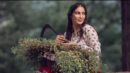 ⁣Making cucumber buttermilk in grandma's garden