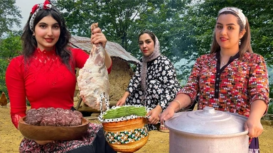 قیمەی بەرخ و فاسۆلیا سەوز خواردنی گوندی ئێرانی