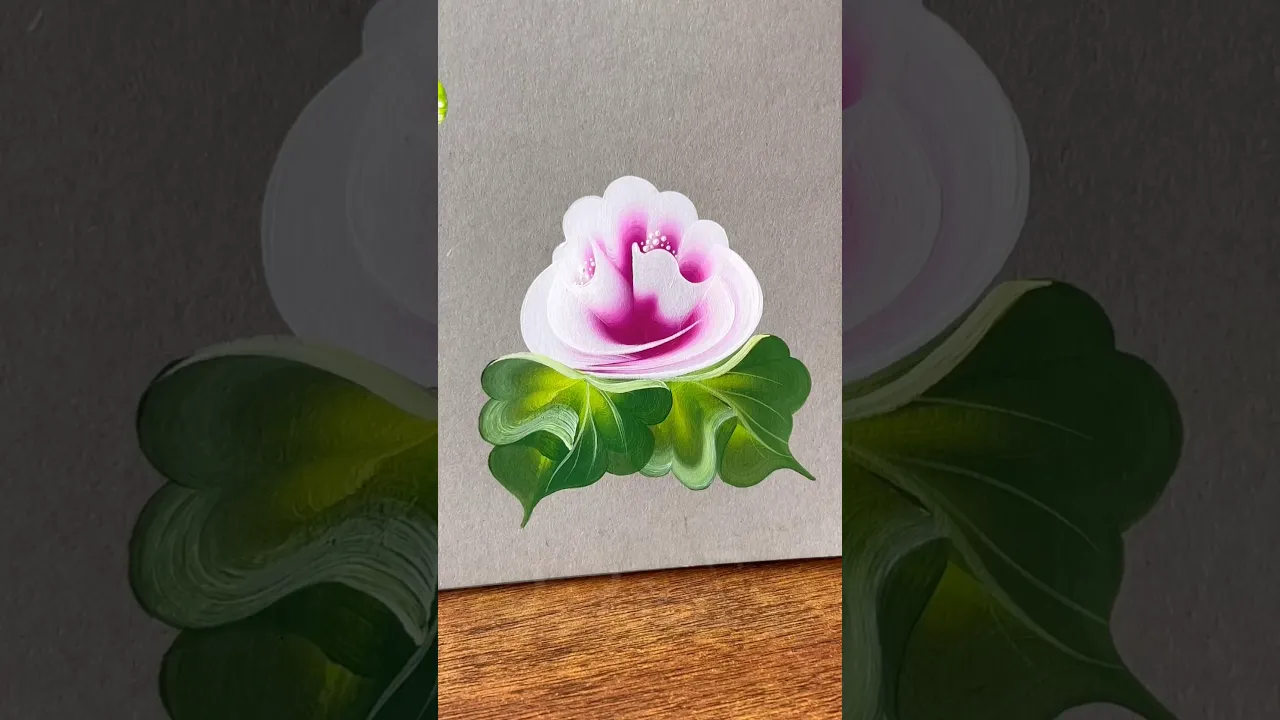 274 PINK one stroke flower painting with acrylic colours 💖#shorts #art #flowers #viral #acrylic