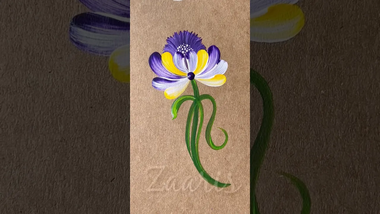 58 💜💙Vibrant flower ACRYLIC painting🎨🖌️🪻#shorts #viral #vibrant #acrylicpainting #flowers #yt