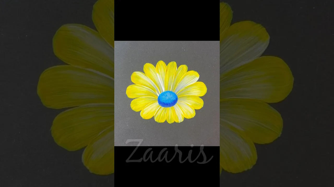 88 💛💙Simple YELLOW flower 🌼 acrylic 🖌️🎨 #shorts #yellow #floraart #flowers #viral #satisfying