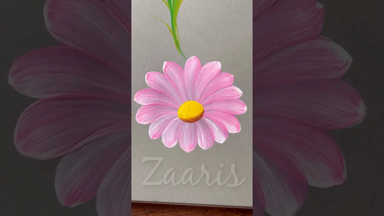 1035 🌸🩷🌿💯Simple PINK flower painting using acrylic paints 🌸🌿💖🩷 #flowerpainting #shorts #art