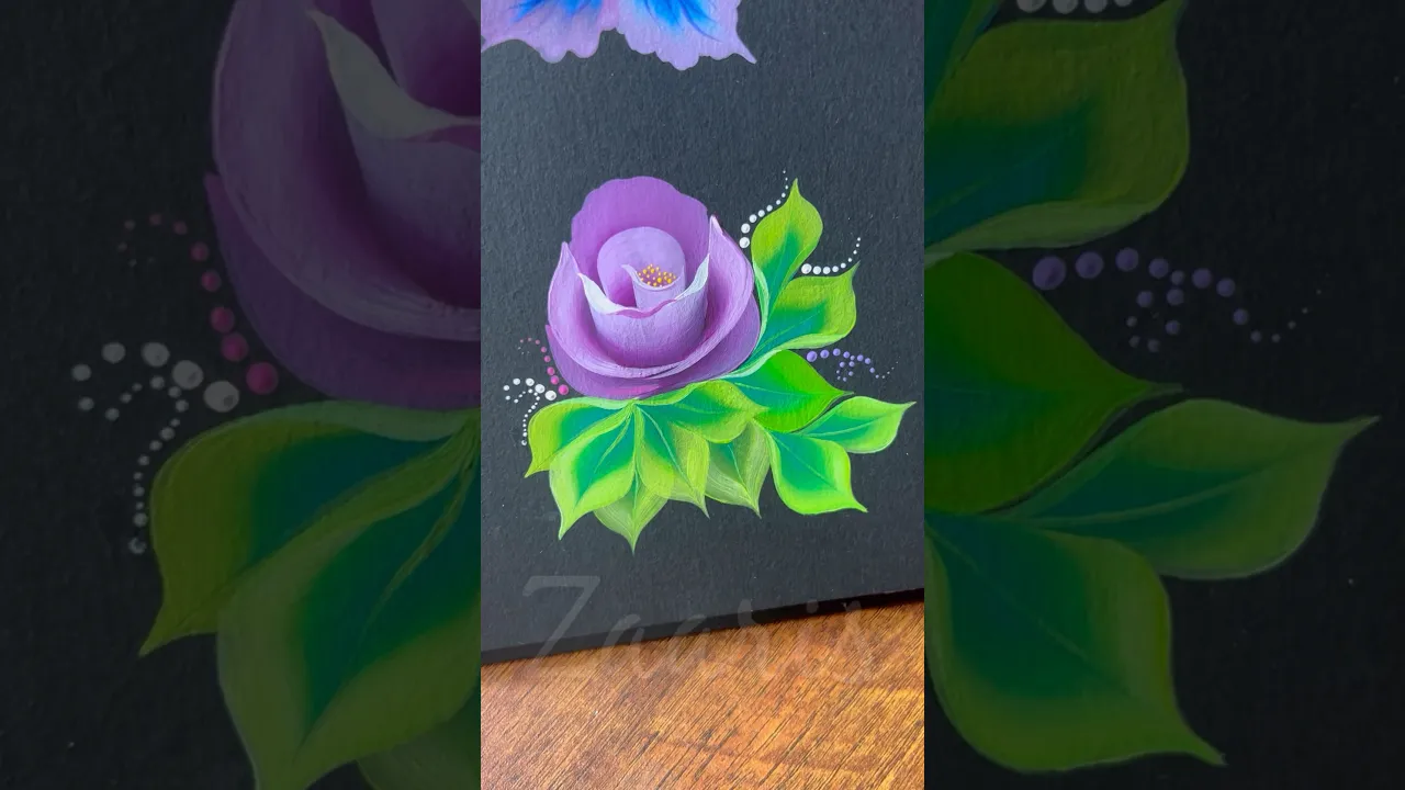 986 💜💖💚🌿Simple PURPLE flower painting using acrylic paints 🎨💜💖💚🌿 #flowerpainting #shorts #art