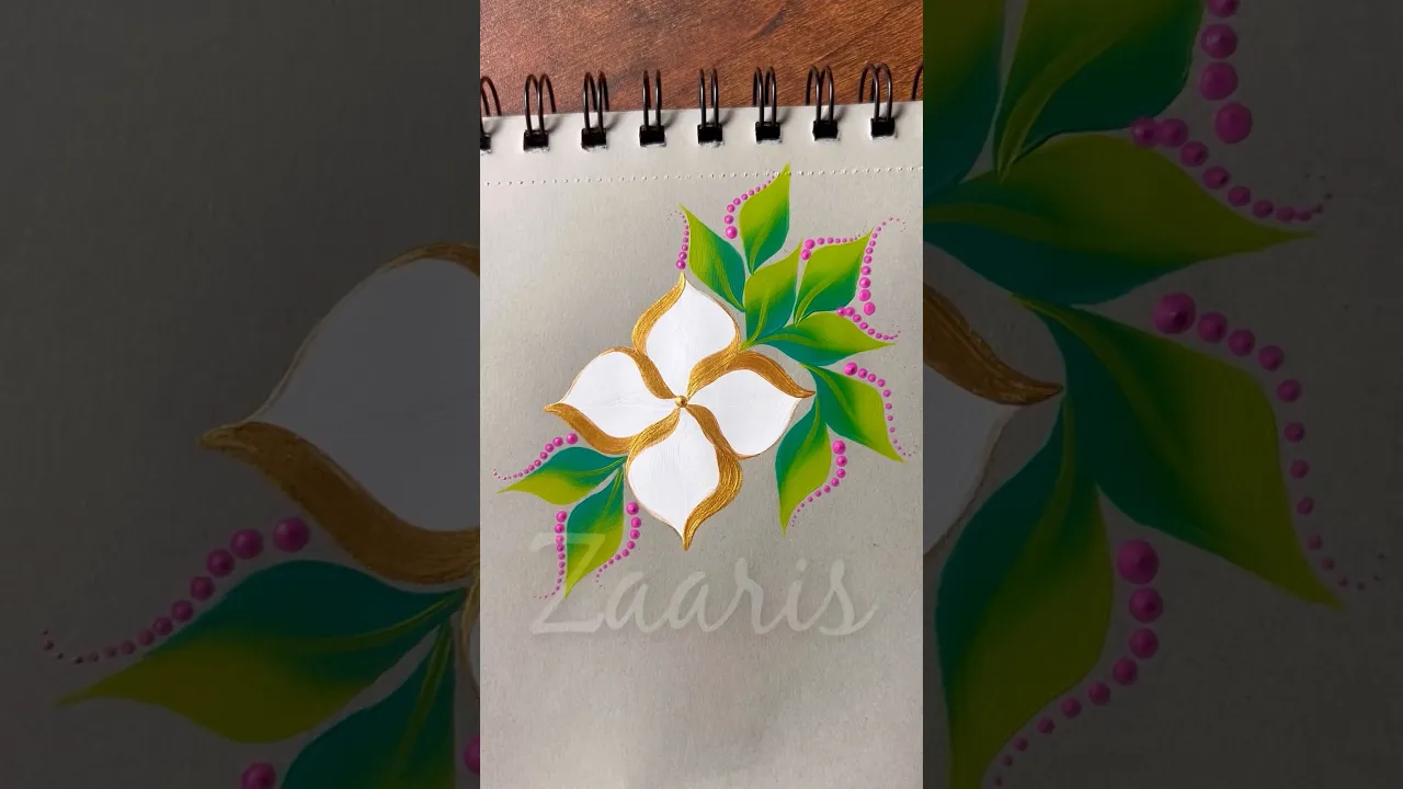 1056 🤍🌸🌺Super EASY Onestroke flower design with white & GOLD acrylic 🤍🫶 #flowerdesign #shorts #art