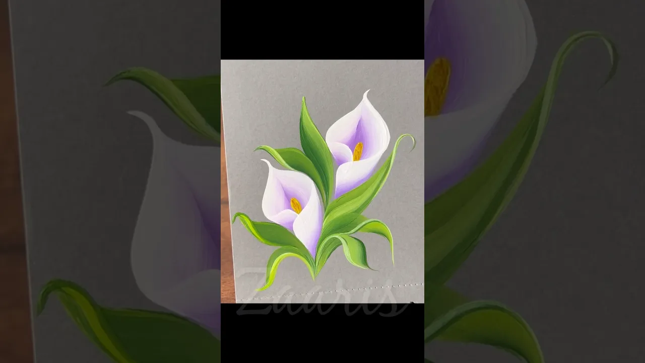 96 Gorgeous VIOLET 💜CALLA LILIES acrylic painting🪻#shorts #viral #floraart #flowers #acrylic #lily