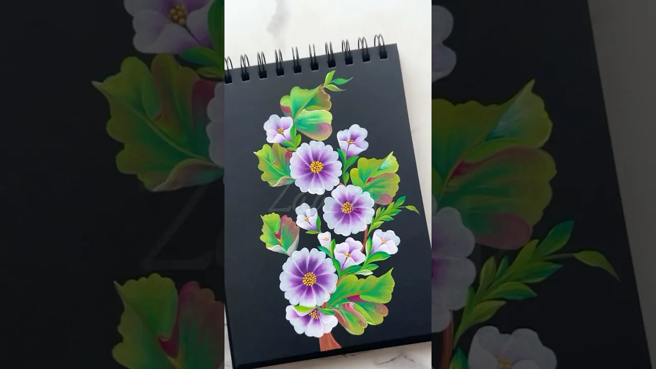 1347 💜🫶🌼Pretty PURPLE flowers painting 🎨🌸 #shorts
