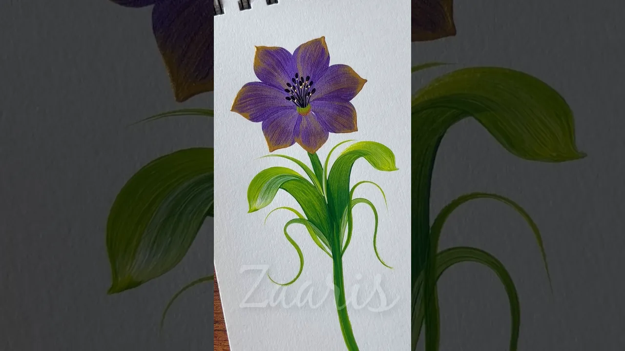 84 💜✨WOW💯VIOLET GOLD 🫶flower painting using acrylic🖌️🎨 #shorts #viral #gold #violet #acrylic #art