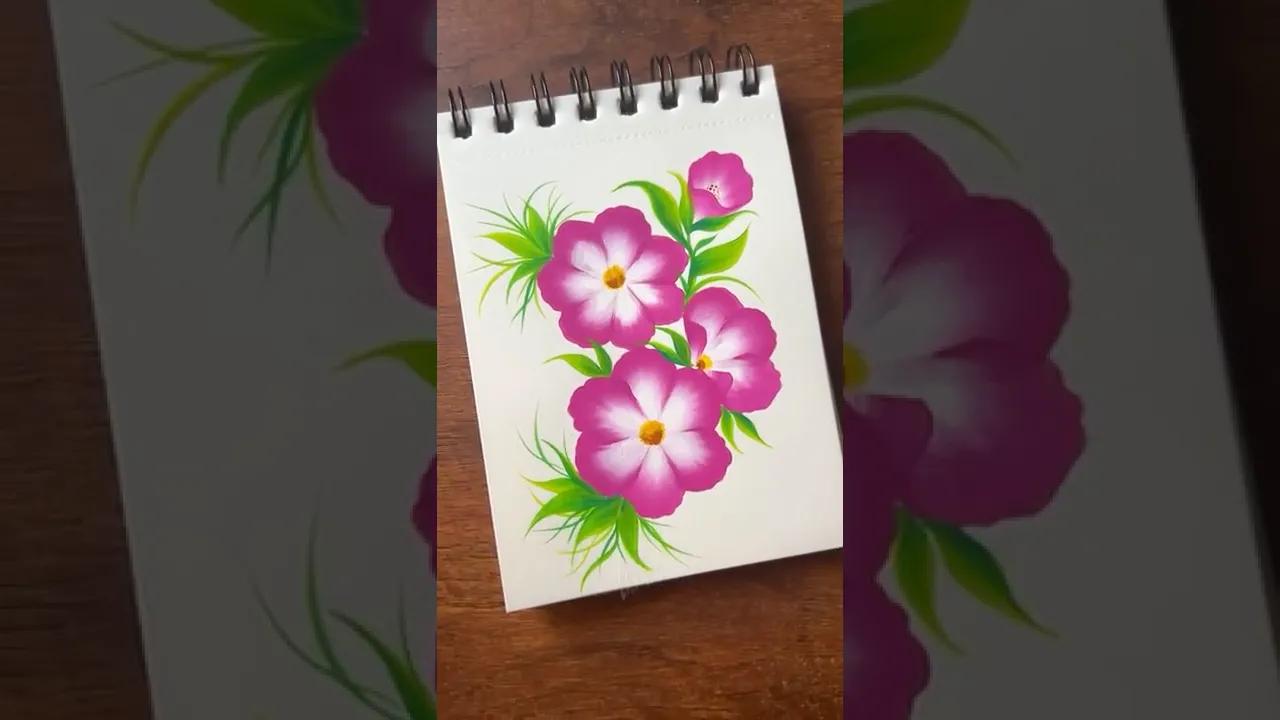 422 💛💚🌸🌹Simple flower painting using acrylic paints 🎨 ✨❤️#flowerpaintingacrylic paints #shorts #art