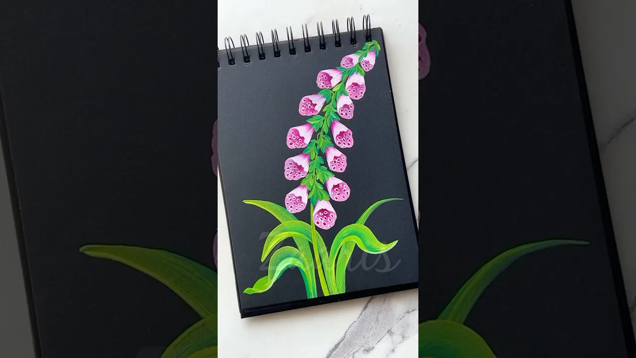 1290 🌸🌿🌸Beautiful FOXGLOVES flowers painting using acrylic paints 🎨🫶💖✨💯 #shorts