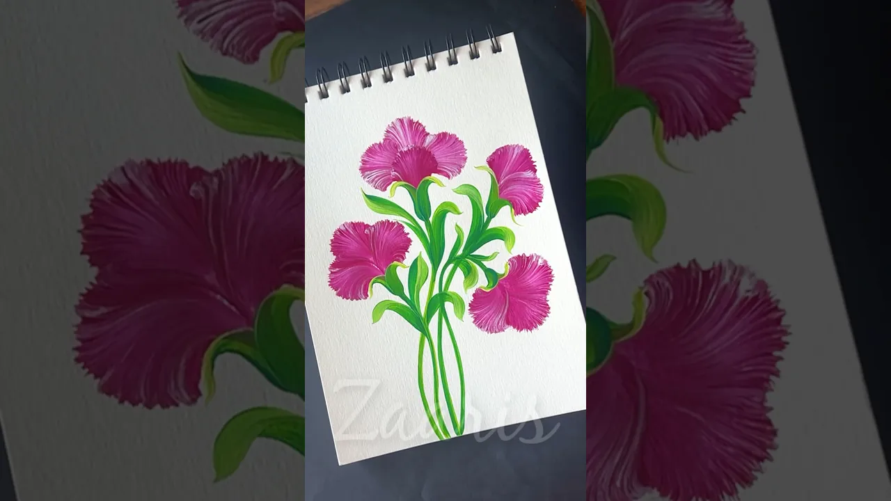 238 🌺👌💯CARNATIONS acrylic painting 🖌️🎨Beginner friendly 👌🫶🌈 #shorts #carnations #beginners #art