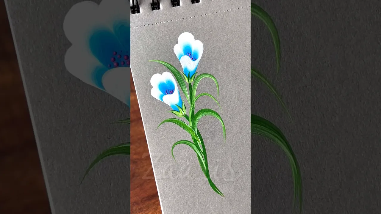 469 🩵💙Beautiful BLUE Onestroke acrylic flowers painting ideas 🖌️🎨🤍🩵