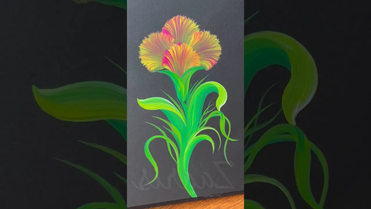 308 💛💖Beautiful flower art 👌🎨🖌️ #beginnerfriendly #onestrokepainting #ytshorts