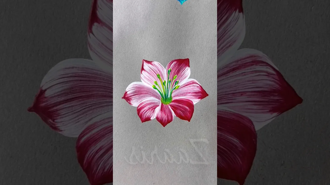 361 Easiest red flower painting 🌺💯#acrylic #beautifulflowers #beginnerfriendly