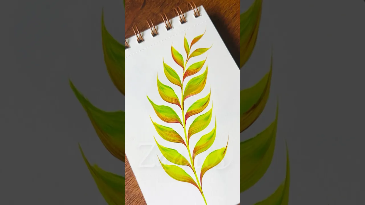 1111 🌿💚💯Simple soothing strokes to paint pretty leaves with a PETAL BRUSH 💯🎨🌿💚 #shorts