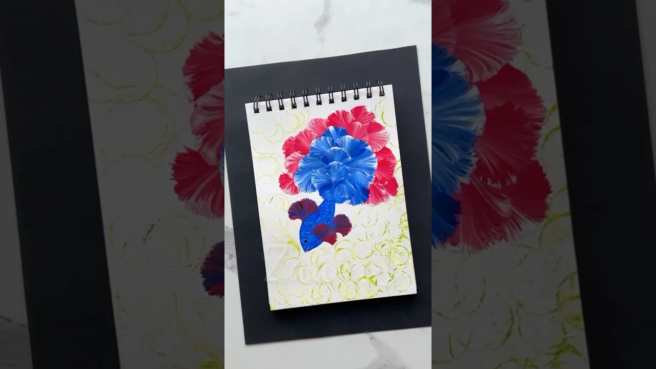 1085 💙❤️🌿🎨💯 BETTA FISH 🐟 painting, using acrylic paints🎨💙❤️💯🫶 #shorts