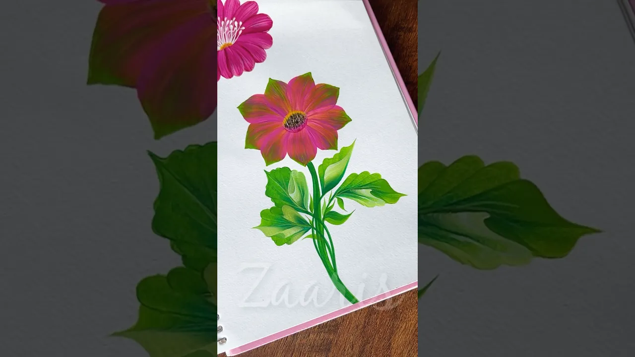 185 🩷💚One Stroke Painting 💯Beginner 🌺🌿acrylic Art 👌🌈 #shorts #art #viral #wow #beginners