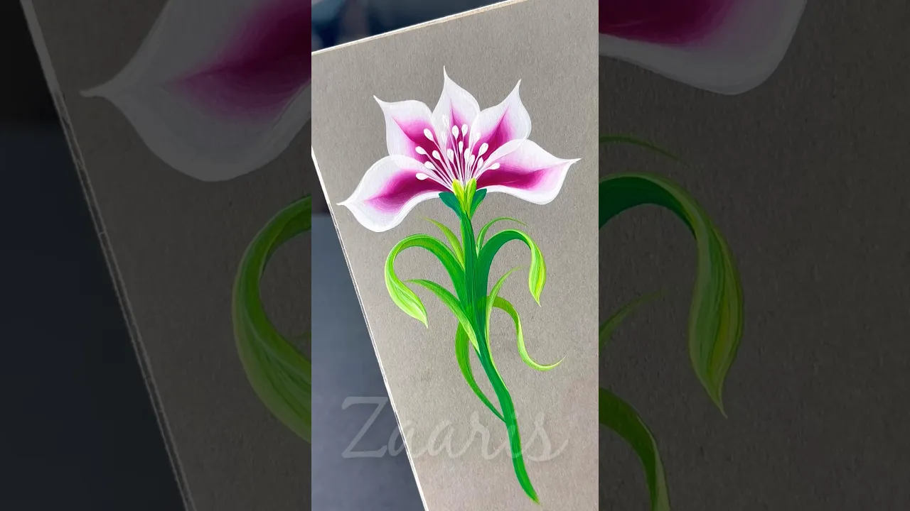 263 Simple PINK flower 🌸 acrylic painting 🖌️🎨 #shorts #art #acrylic #pink #ytviral