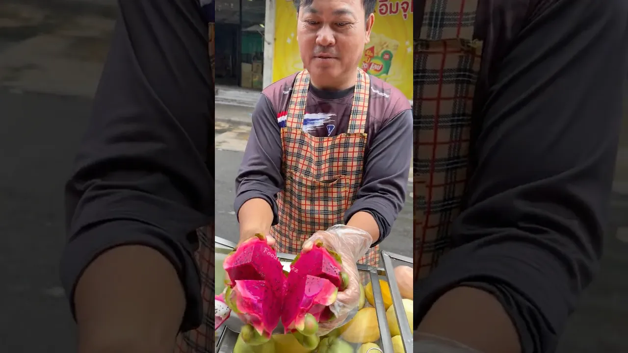 Sweet & Refreshing Pink Dragon Fruit Cutting in Bangkok