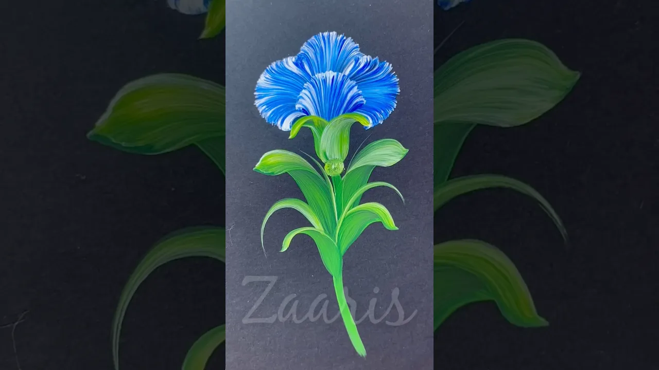 09 💙WOW💯BLUE CARNATION flower🌷painting using acrylic🖌️🎨#shorts #viral #art #blue #carnation #wow