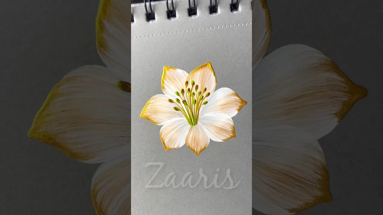 92 ✨Gorgeous WHITE GOLD acryljc flower 🖌️🎨 #shorts #whitegold #flowers #floraart #viral #gorgeous