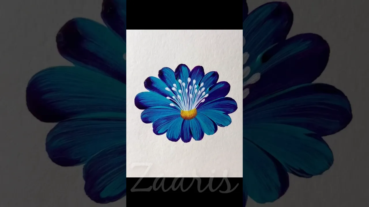 154 💙🩵EASY Flower painting for beginners💯Acrylic #beginners #art #shorts #acryliclesson #viral #yt