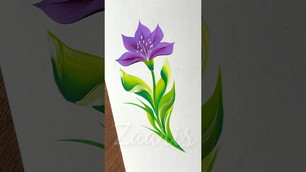 1003 💜🫶🎨🌺Simple PURPLE flower painting using acrylic paints 🎨🫶🌿 #flowerpainting #shorts #art