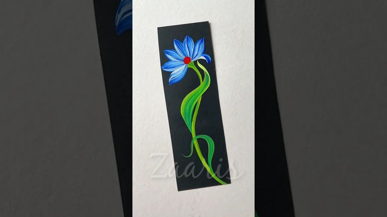 1071 💙🌺🎉🎨🌼💯Super Easy floral painting trick to make a BOOK MARK 💙🌼🎨 #shorts