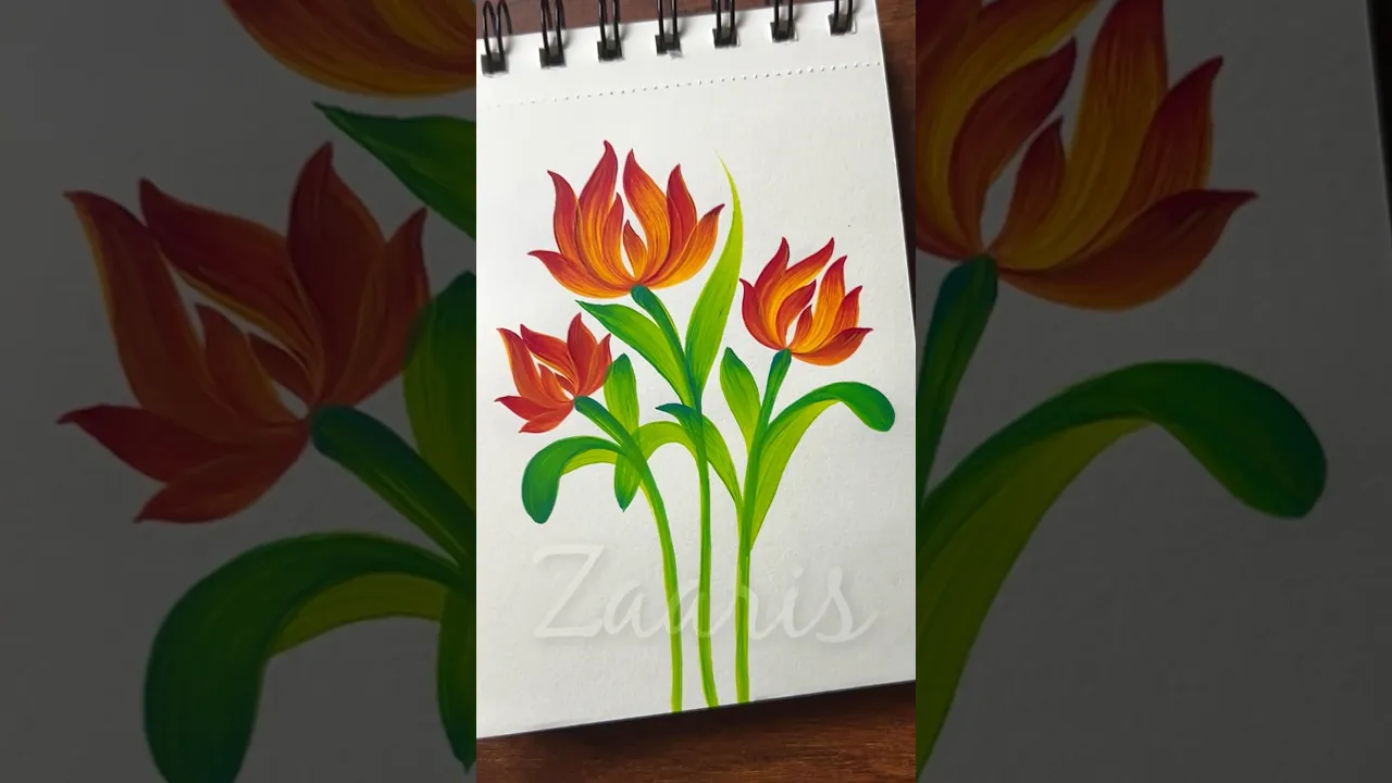 935 🧡💛💯🫶Simple flower painting using acrylic 🎨🎉💯💛❤️ #flowerpainting #shorts #art