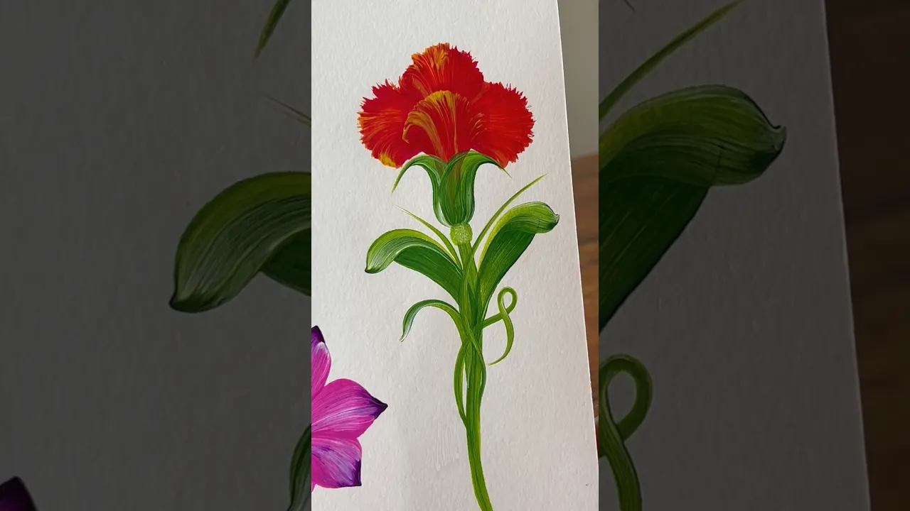 86 ❣️WOW🫶CARNATION🌺 acrylic🖌️🎨 #shorts #art #viral #carnations #wow #reactionvideo #yt #flowers