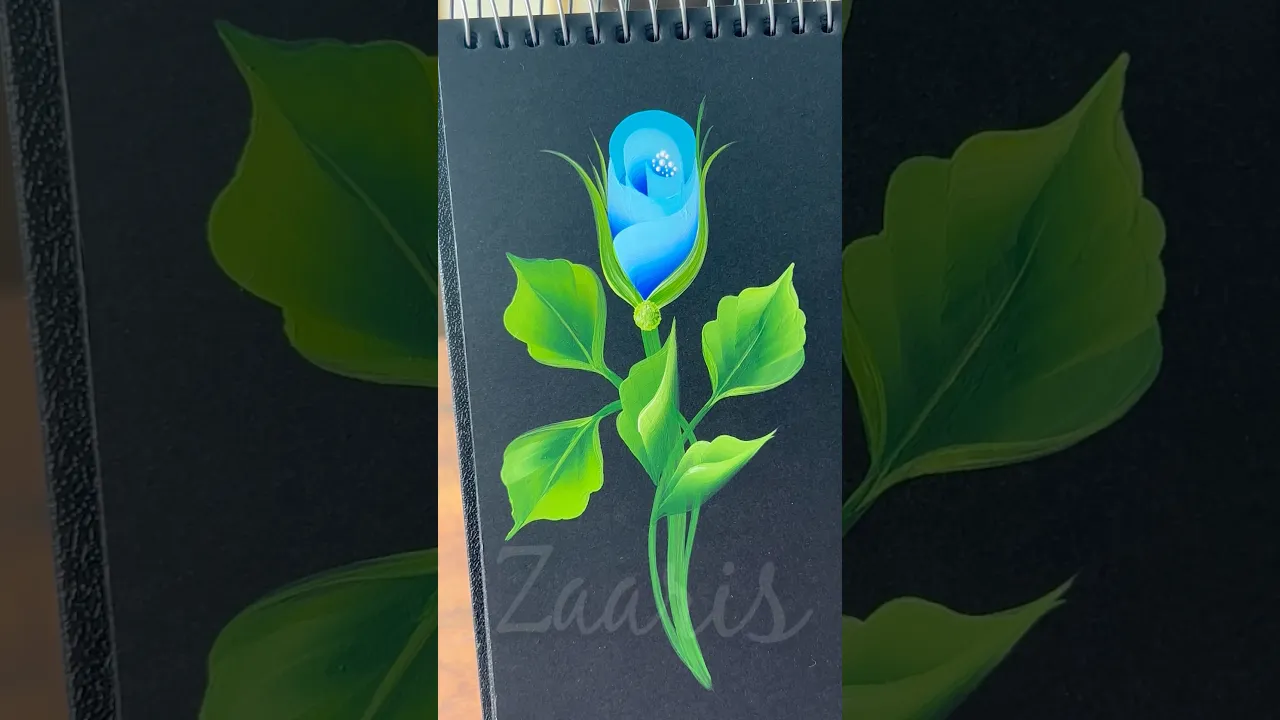 06 💙WOW✨BLUE ROSE BUD🌹acrylic painting 🖌️🎨#shorts #viral #blue #rosebud #acrylic #wow