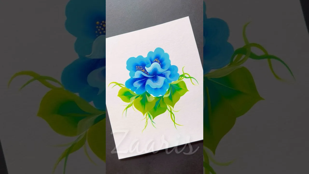 873 🩵💙Beautiful ONESTROKE BLUE flower painting using acrylic 🎨💯🫶💙🩵 #flowerpainting #shorts #art