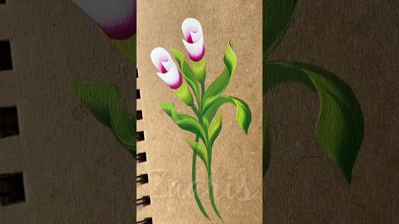 33 💖PINK flower buds 🌸acrylic painting 🫶🌷 #shorts #viral #pink #flowerpainting #art