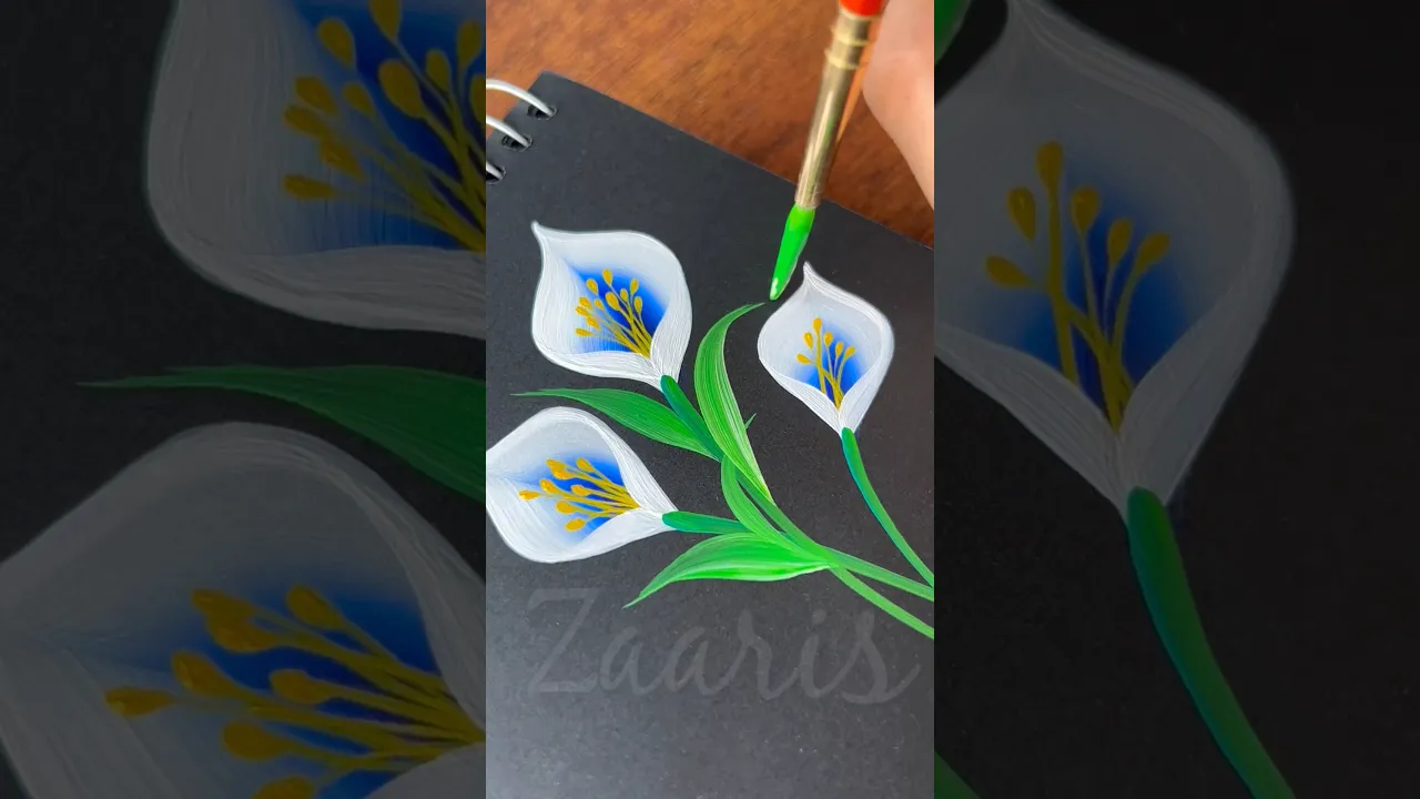 514 YT 💙🎨👌 Simple one stroke flowers acrylic painting idea 💙👌💯🎨 #blueflowers #whitepaint