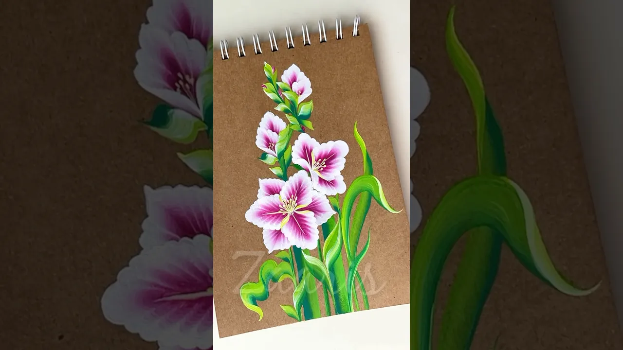 994 🌸🌺💯💖Gorgeous GLADIOLUS Flower painting using acrylic 🎨 #flowerpainting #shorts #art
