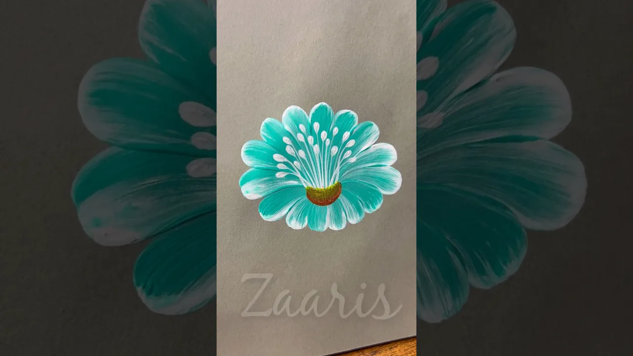 264 Beginner friendly, Flower 🌼paining with acrylic colours 🩵🖌️🎨 #shorts #painting #flowerpainting