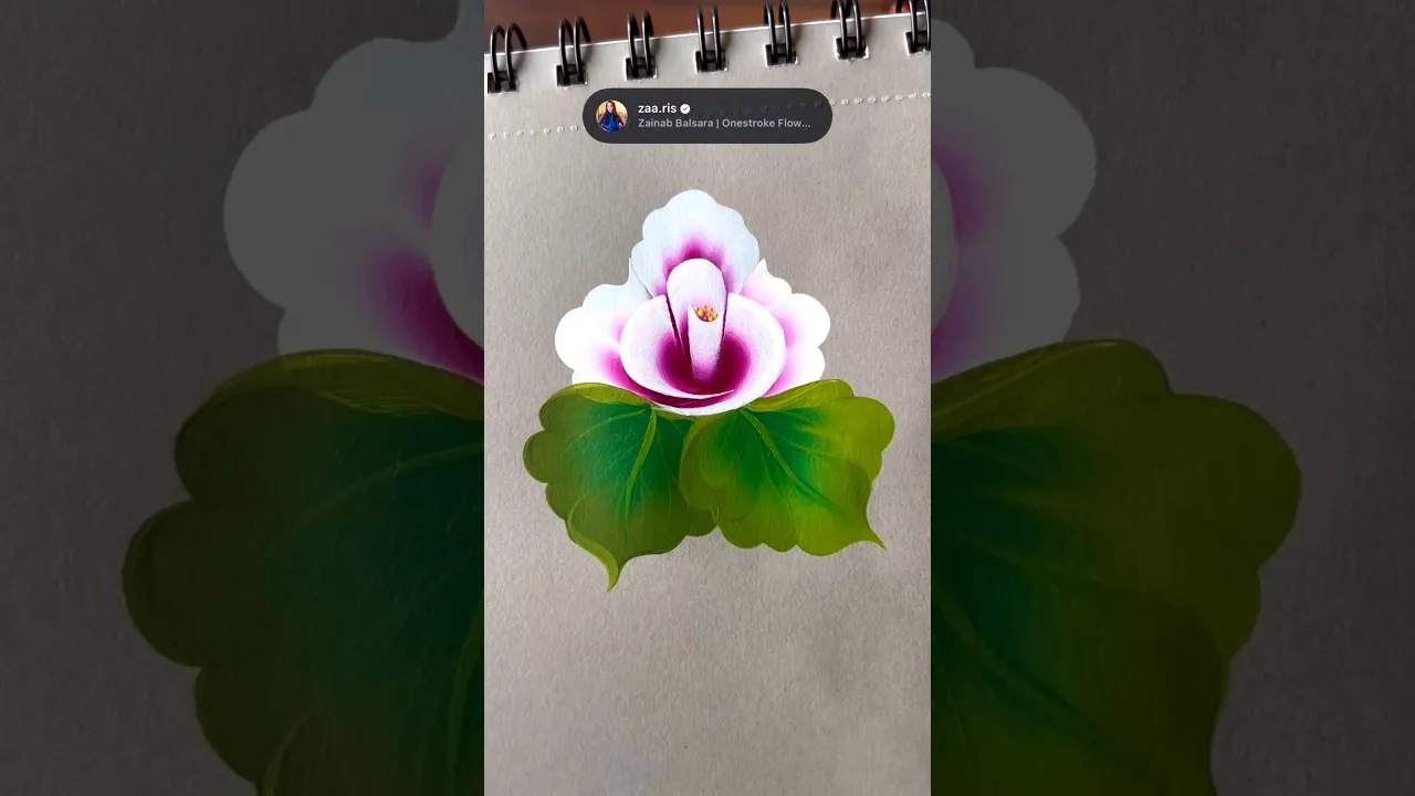 459 🌹🩷🤍Beautiful 1 Stroke floral acrylic painting 🎨🫶🏻💯🖌️ #shortsfeed #art #flowerart #shortsviral