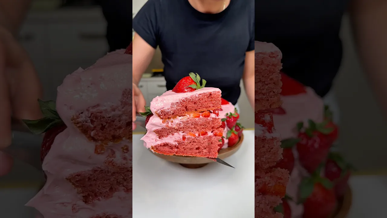 BuseZeynep’in Çilek Pastası ｜🍓 BuseZeynep’s Strawberry Cake #busezeynep #strawberry