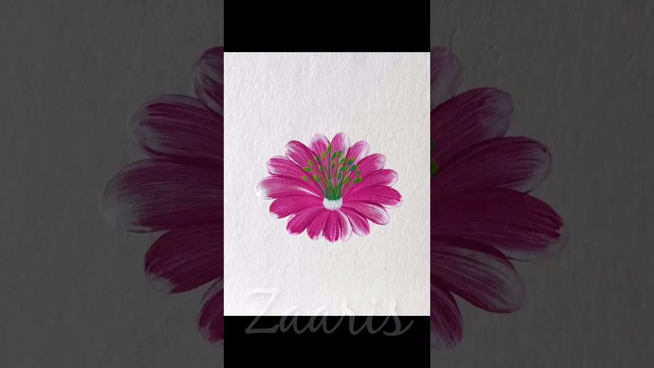 249 🌸💯Easiest PINK Flower acrylic painting🎨👌💖 #art #shorts #pinkflowers #acrylicpainting