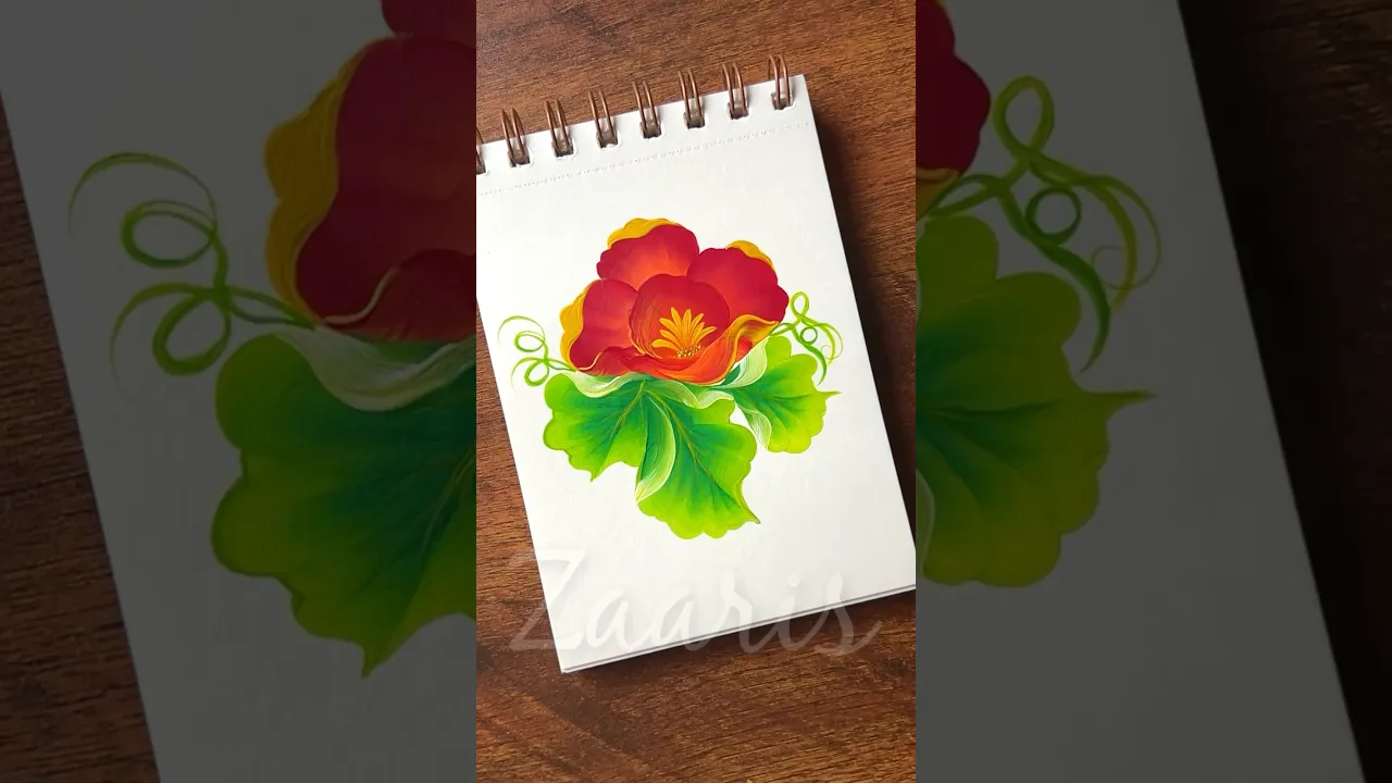1134 🌺❤️🌿💯🎨🫶🎉Vibrant Flower & Leaves 3D PAINTING, using acrylic paints 🎨💯🎉🫶🌿❤️🫠 #shorts