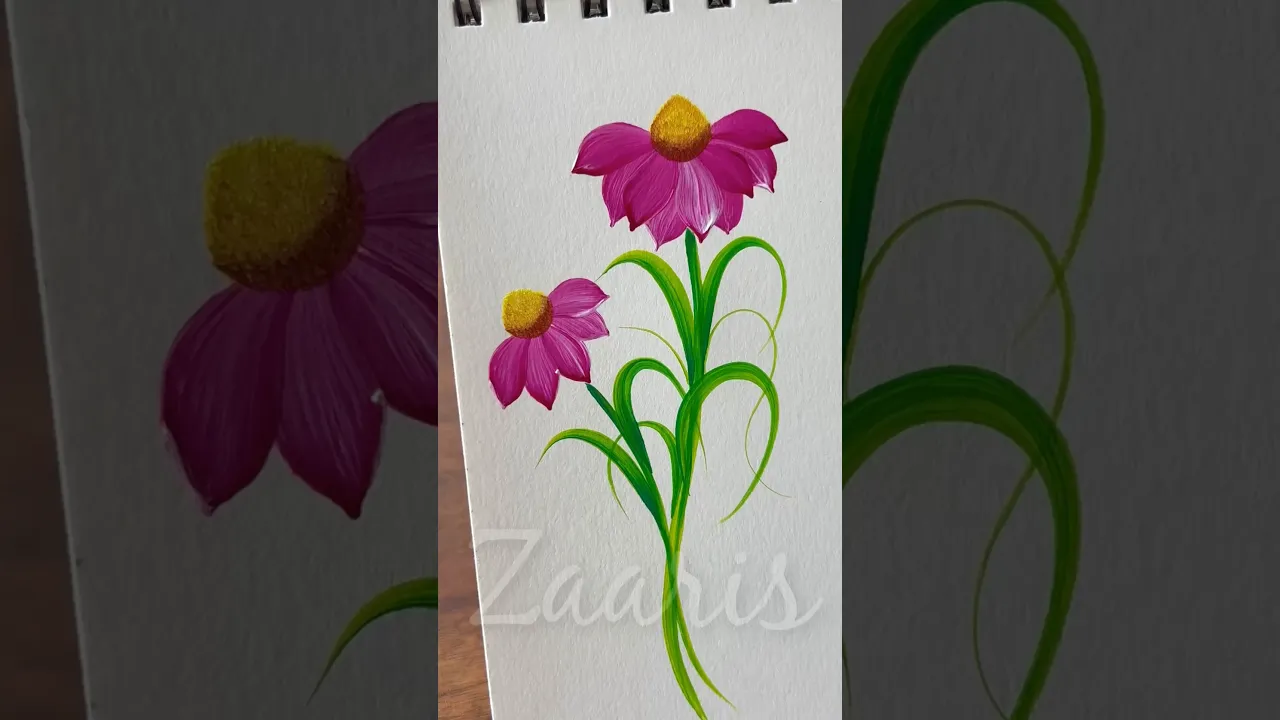 161 🌸🌺PINK Flowers🩷acrylic 🖌️🎨beginner friendly🫶💯👌🌈 #shorts #art #floraart #floralseries #pink