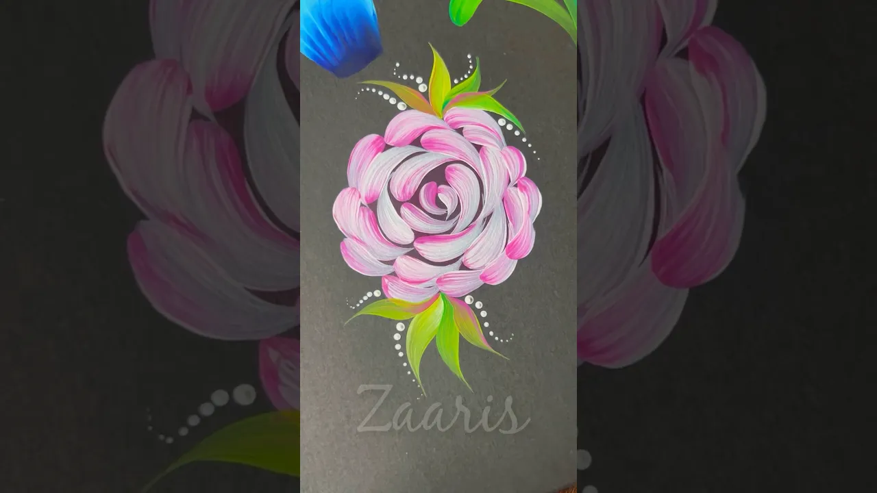 1190 🌺🌸🎨🌼💯🎊🫶Easiest PINK flower painting, using acrylic paints 🎨🌼💯🌺🥰✨👍🏻🌿🌸#shorts