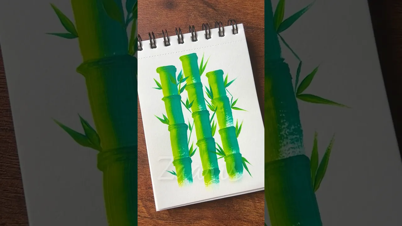 919 🎋🎍Super simple BAMBOO painting using acrylic paints 🎨💯🫶 #flowerpainting #shorts #art