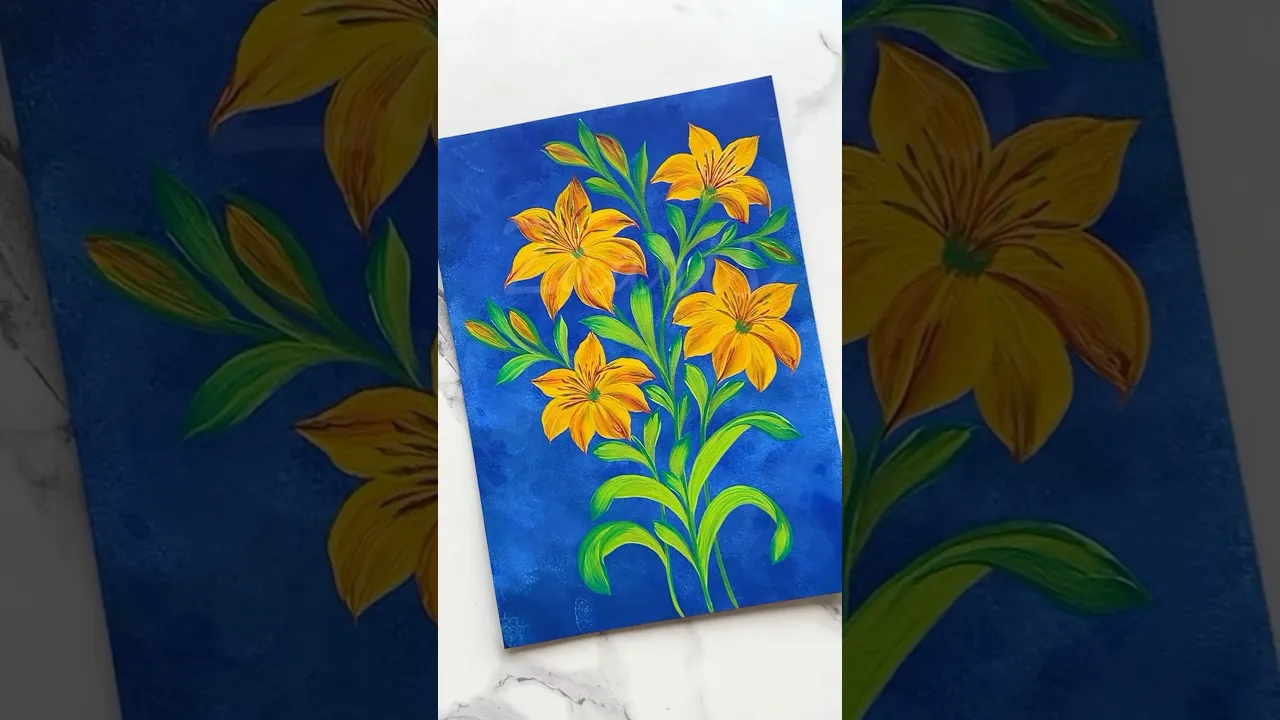 1318 🌼💐YELLOW flowers painting 🎨🌼🌺 #shorts
