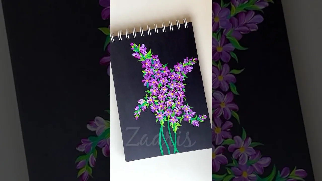 1238 🌸✨💜🌿Pretty VIOLET Flowers on stem painting, using acrylic paints 💝🎊✨🌿💜🎨💯 #shorts