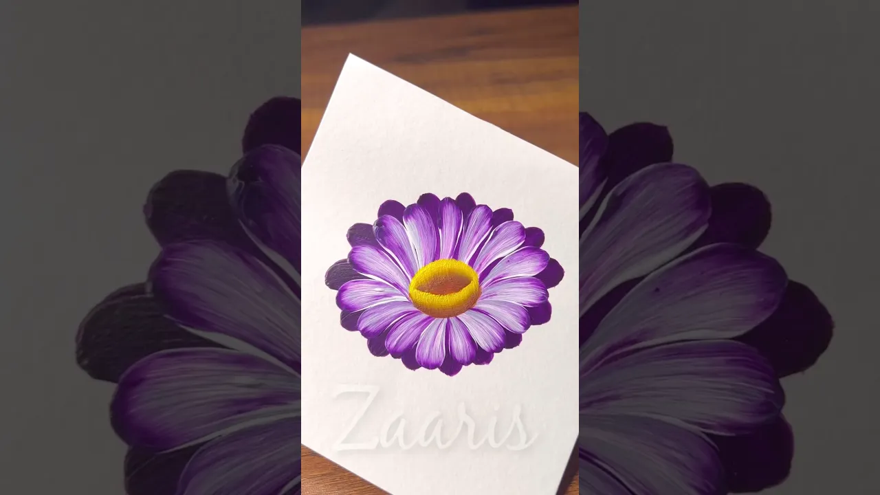 248 VIOLET flower painting with acrylic paints 💜💛👌💯 #ytshorts #violet #shorts #flowerpainting