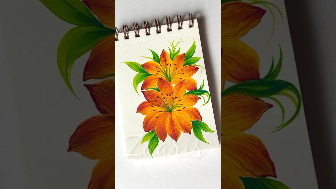 1113 🌼🎉💯❤️✨ Lets paint some easy flowers using a round brush and acrylic paints 🎨❤️🌺💛🌿 #shorts